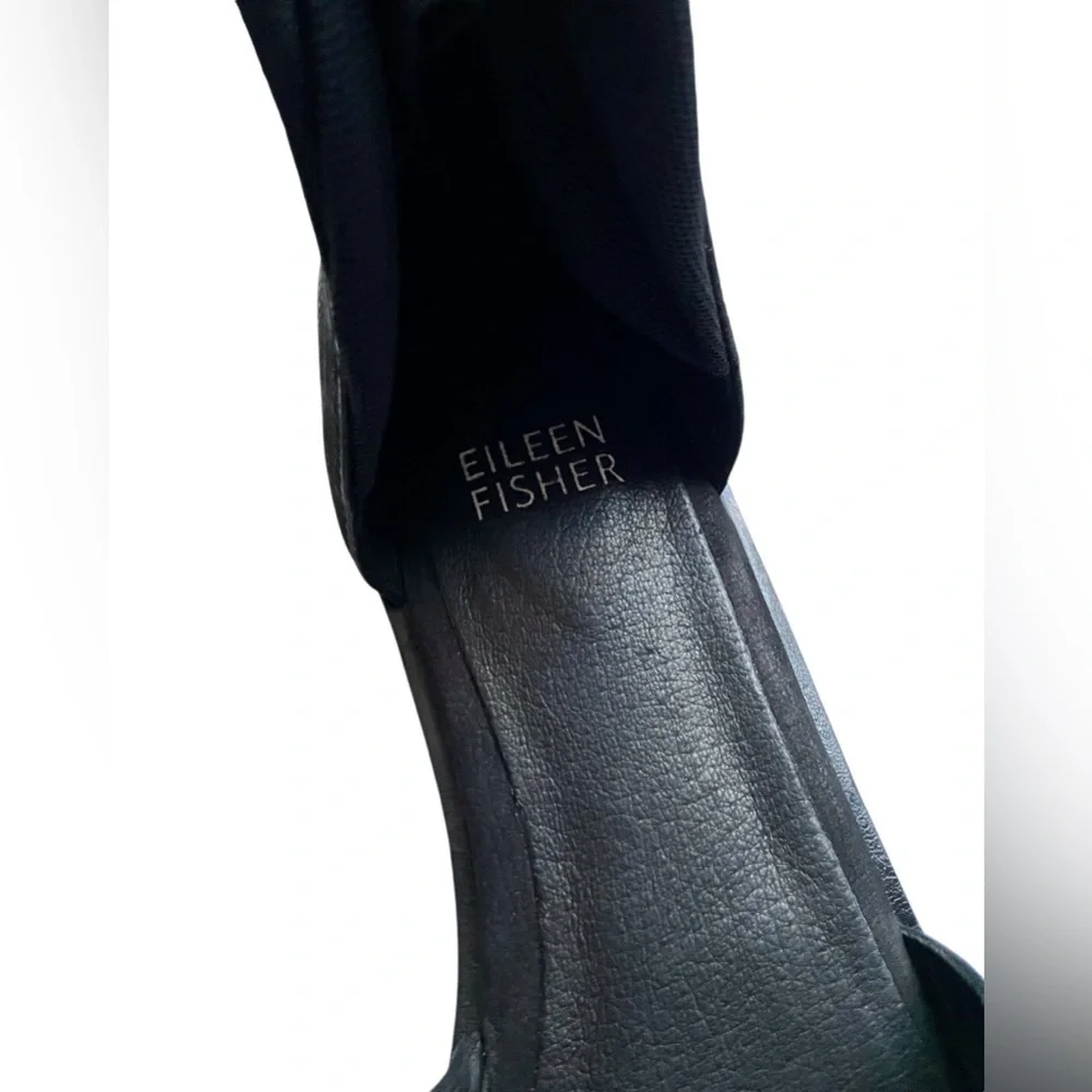 Eileen Fisher Nubuck Leather Zip Back Sign Flats Sandals